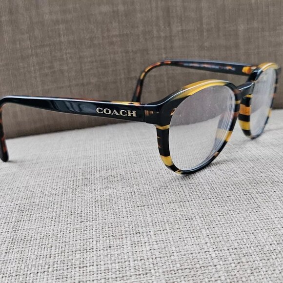 Coach Women Eyeglasses/Glasses Frame HC6102 BLK AMBER GLTR Vasity Stripe Frame - Picture 3 of 12